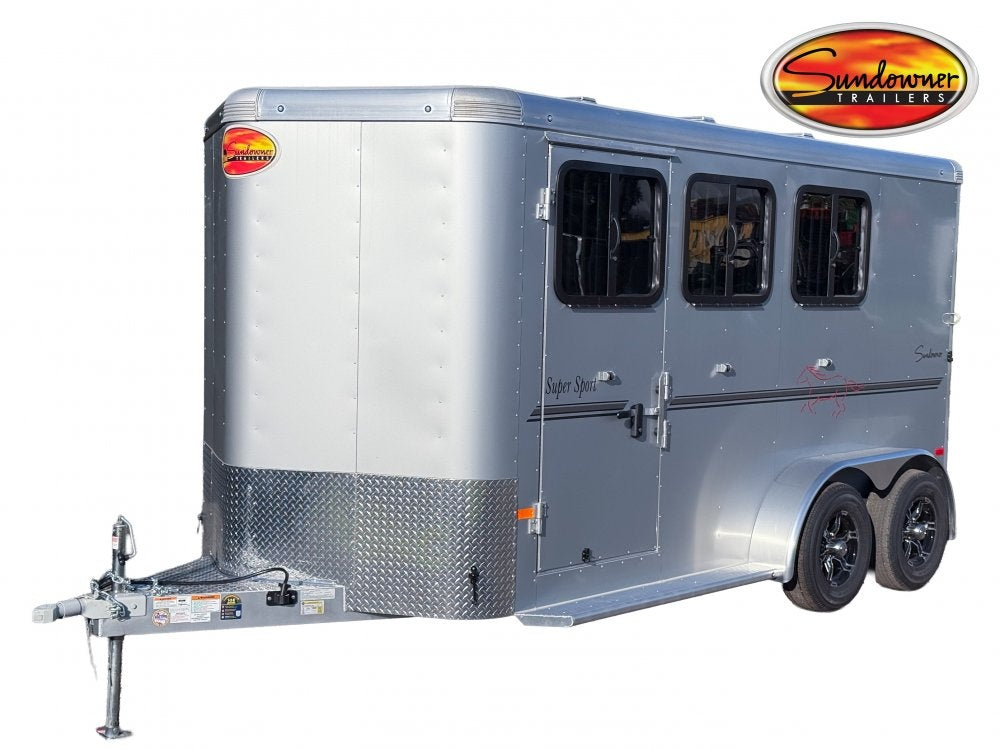 Sundowner 3 Horse Super Sport - Silver - Feed Door and Window - 3 Horse/Horse Trailers - Stryker Dealership Group